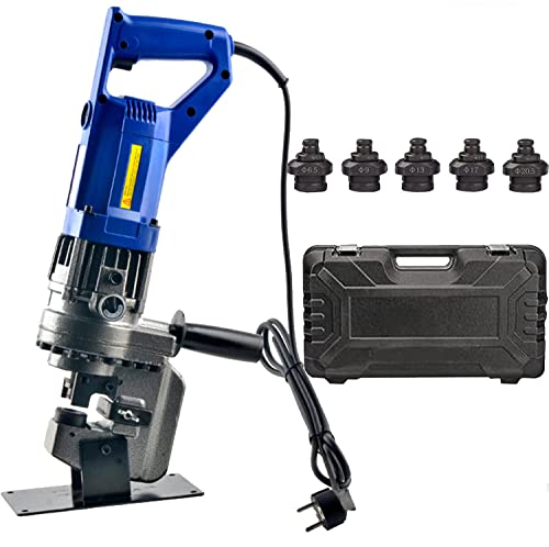 JIADUOFU Hydraulischer Locher, Elektrisch Hydraulische Lochstanzmaschine, Metall-lochbagger, Stanzwerkzeug Für Eisen, Kupfer, Aluminium, Winkelstahl, Kanalstahl Mit 5 Matrizen,Anglesteel