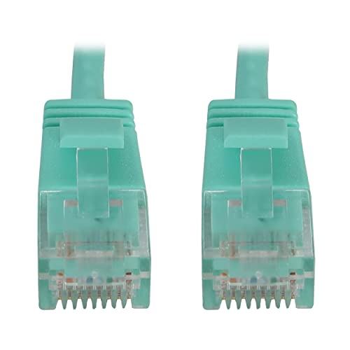Tripp Lite Cat6a 10G Ethernet-Kabel, Knickschutz, geformt, schlankes UTP-Netzwerk-Patchkabel (RJ45 M/M), Aqua, 0,3 m, Herstellergarantie (N261-S15-AQ)
