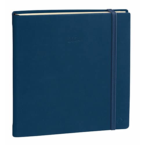 Quo Vadis Buchkalender Executif Prestige 16x16cm Silk Marinblau 2024