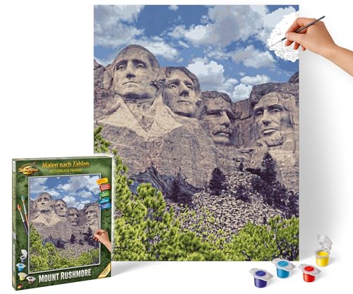 Schipper 609130895 Malen nach Zahlen – Mount Rushmore - Bilder malen für Erwachsene, inklusive Pinsel und Acrylfarben, 40 x 50 cm