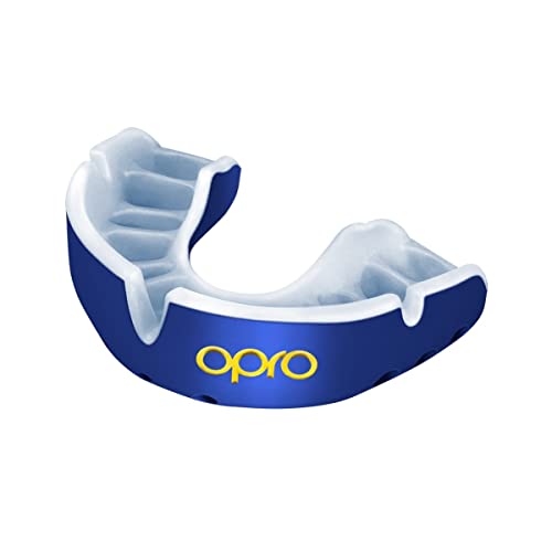 OPRO Gold Level Mundschutz für Erwachsene und Junior-Sport, mit revolutionärer Montage-Technologie für Boxen, Lacrosse, MMA, Kampfsport, Hockey und alle Kontaktsportarten (blau, Erwachsene)