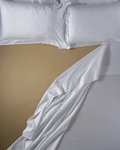 LENZUOLISSIMI - Bettwäsche aus Satin-Baumwolle, Fadenzahl 300, für Doppelbett, 160 x 200 cm, Caramel