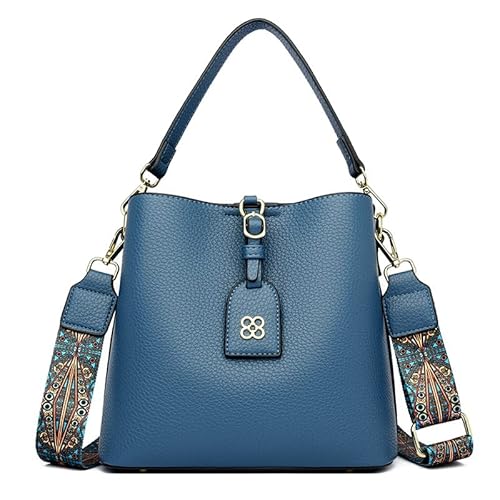Damen Tasche Bucket Bag Frühling und Sommer Große Kapazität Handtasche One-Shoulder Crossbody Bag Frauen, blau