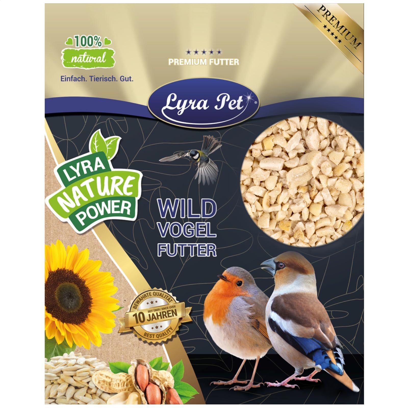 Lyra Pet® | 10 kg Erdnusskerne Weiß Gehackt | Ideal für Kleine Vögel & Jungtiere | Wildvogelfutter für Sommer & Winter | Fetthaltig & Nährstoffreich | Energiespender für Wildvögel | Gehackte Erdnüsse