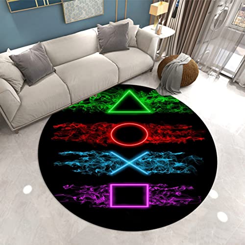 Sticker Superb. Teppich 3D Gamer Gamepad Controller Tasten Konsole Gaming Runder Teppich Bodenmatte für Wohnzimmer Schlafzimmer Dekor Videospiele Teppich rutschfeste Stuhlmatten (Farbe 1,100 cm)