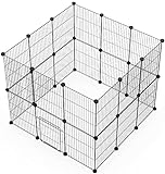 LANGXUN Pet Panels, Metal Wire Storage Cubes Organizer, DIY Small Animal Cage for Rabbit, Guinea Pigs, Puppy | Pet Products Portable Metal Wire Yard Fence (24 Metal Panels