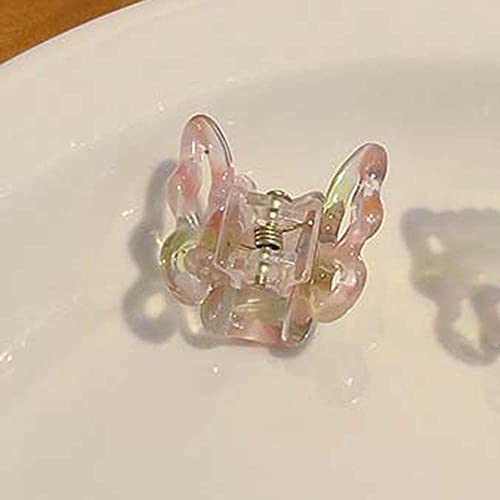 Haarnadel Mini-Haarklammern for Mädchen und Frauen, kleine Schmetterlings-Haarklammern, transparente Haarnadeln aus Harz, Haarspangen aus Acryl ( Color : Pink )