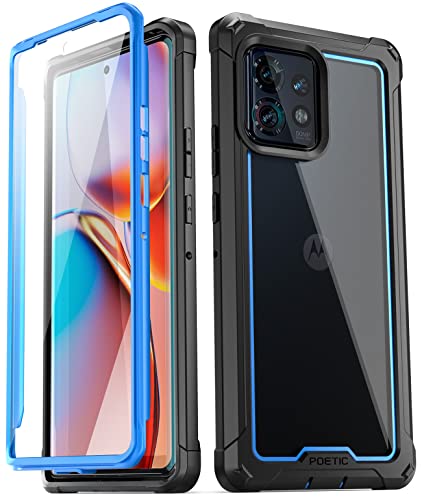 Poetic Guardian Case entworfen für Motorola Edge Plus 5G (2023), [6,8 m mil-Grade Drop getestet], Full Body Hybrid stoßfeste Bumper Cover mit integriertem Displayschutz, blau/transparent