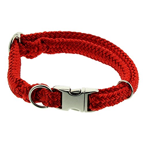 Dinoleine Hunde-Halsband mit Click-Verschluss, Größenverstellbar, Polyester, Größe: L/ 45-70 cm, Rot, 280808