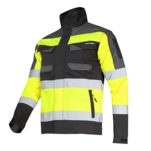 Lahti PRO Warnschutz-Jacke Arbeitsjacke | Größe: 2XL | Farbe: Neongelb | Warnschutz-Pilotenjacke | Warnjacke | Berufsjacke | Schutzjacke | Herrenjacke | Warnschutzjacke mit reflektierenden Streifen