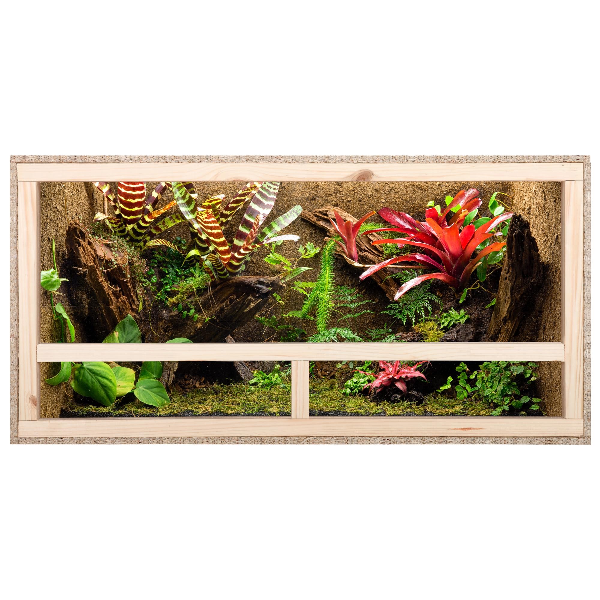 ECOZONE Holz Terrarium mit Seitenbelüftung 100x60x50 cm - Holzterrarium aus OSB Platten - Terrarien für exotische Tiere wie Schlangen, Reptilien & Amphibien
