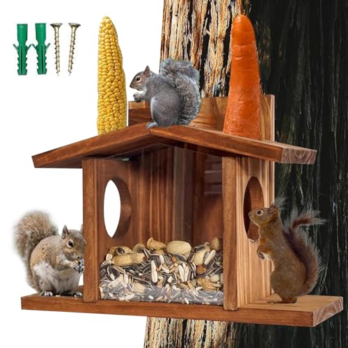Eichhörnchenhaus, hängende Eichhörnchenhäuser aus Holz, langlebige Eichhörnchenhäuser mit abnehmbarem Dach, Futterspender für Eichhörnchen und Streifenhörnchen im Freien, Gartendekoration, einfache Ma