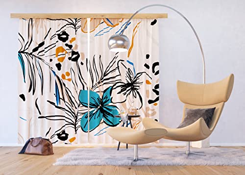 AG Design Decorative Photo Curtain Gentle Florals | 280 x 245 cm | Polyester | Dim-Out