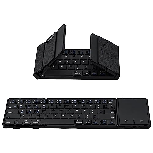 Mcbazel Faltbare Tastatur Bluetooth 5.1 mit Touchpad, Tragbare Kabellose Tastatur für Tablet/Handy/PC/iOS/Android/MacOS/Windows