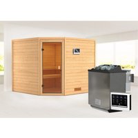 Woodfeeling Sauna-Set Leona bronzierte Tür Bio ext. Strg. Modern