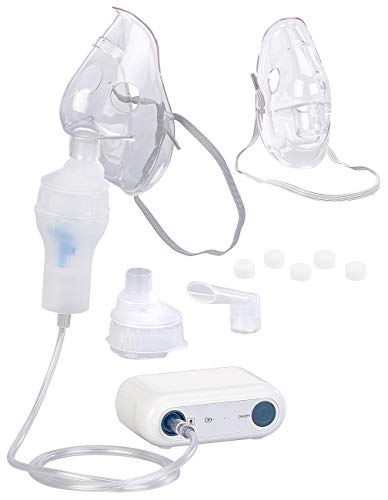 newgen medicals Tischinhalator: Medizinischer Kompakt-Akku-Inhalator für Erwachsene & Kinder, 2 Masken (Dampfinhalator)