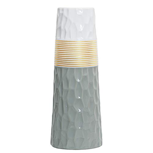HCHLQLZ 28cm Gray White Gold Vase Keramik Vasen Blumenvase Deko Dekoration