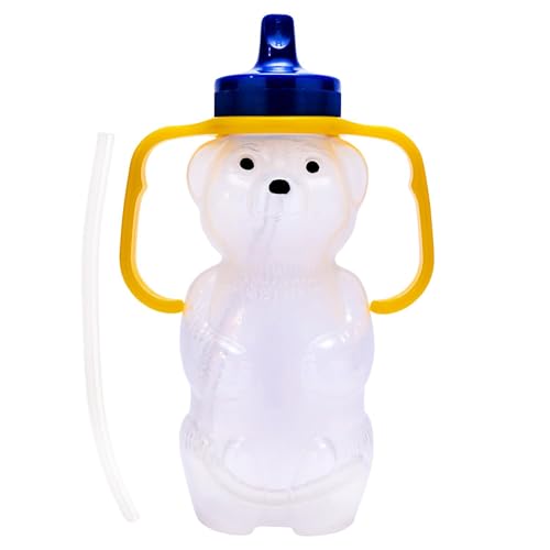 Talktools Honey Bear Drinking Cup with 2 Flexible Straws - Includes Instructions - Spill-proof Lid by TalkTools