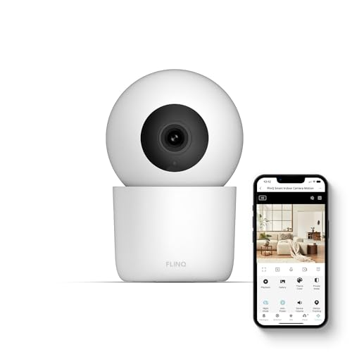 FlinQ Smart Überwachungskamera Innen - HD Haustierkamera mit App - Camera Indoor mit SD-karteneingang - Bewegungserkennung - Schwarz