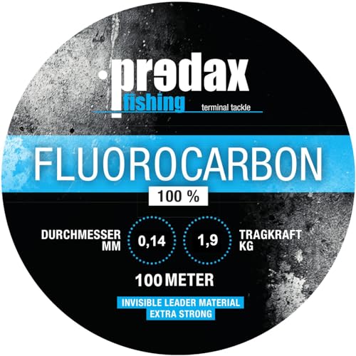 Predax Fluorocarbonschnur 0,14mm 1,9kg - 100m Fluorocarbon Schnur, Angelschnur zum Barsch- & Forellenangeln