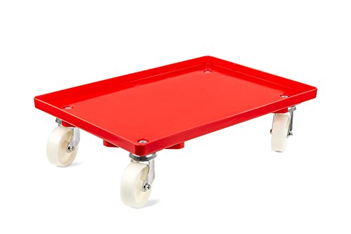 aidB Kunststoff Transportroller Geschlossen - Rot - mit Kunststoffräder, 4 Lenkrollen - Einzel