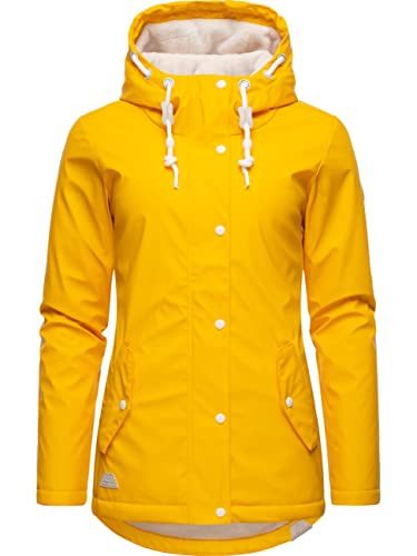 Ragwear Damen Winter-Mantel Regenmantel warm gefüttert mit Kapuze Marge Yellow22 Gr. XL