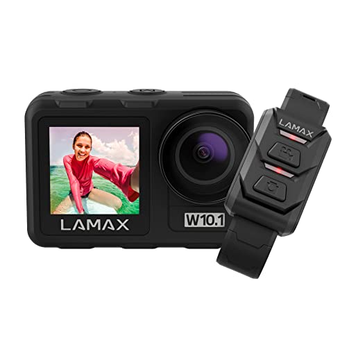 Lamax W10.1Real 4K 60 fps Action Cam mit Stabilisierung MAXsmooth 2.0, Unterwasserkamera, Camcorder mit Dual Display, Komplettes Zubehör, Wi-Fi, Zeitlupenvideo, Zeitraffer, Tauchmodus