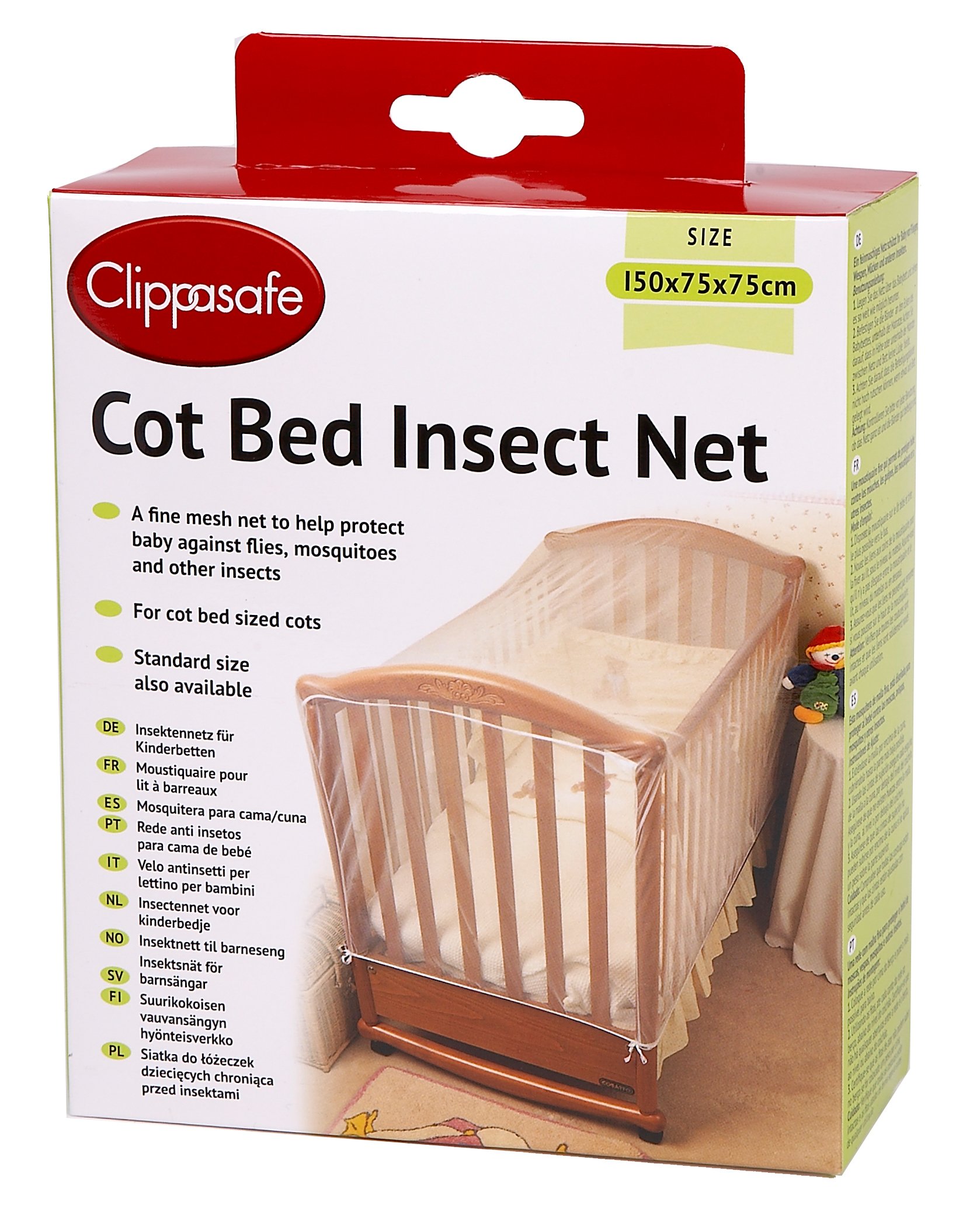 Clippasafe Kinderbett Insektennetz, Groß (150 x75x75cm)