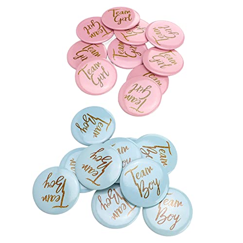 Gender Reveal Button Badge, englisches Muster Blau Pink Party Gender Reveal Pin Small Compact für Babyparty
