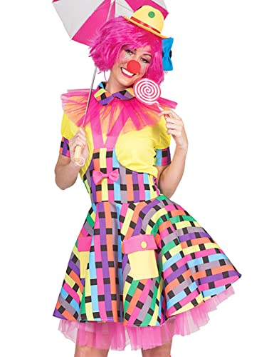 Funny Fashion Clown Kostüm Flicka für Damen | Buntes Kleid Zirkus Theater (40/42)