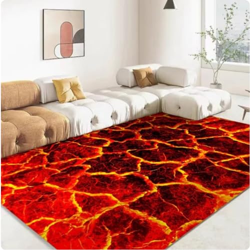 BMATIC Volcano Lava Magma 3D-Gedruckter Teppich Für Wohnzimmer Schlafzimmer Sofa Heimdekoration rutschfeste Bodenmatte 200 * 300cm