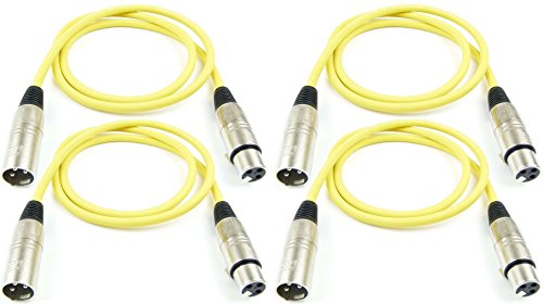 4 Stück Adam Hall Cables K3MMF0100YEL Mikrofonkabel XLR female auf XLR male DMX Audio Kabel 3 pol polig (1,0 m, Gelb, 4)