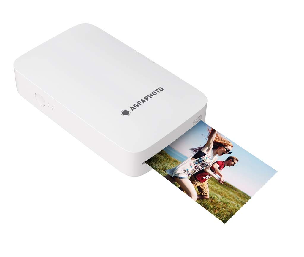 AgfaPhoto - Realipix Mini P - Fotodrucker 2,1 '' x 3,4 '' Bluetooth - Thermische Sublimation 4Pass - Weiß, AMP23-WH