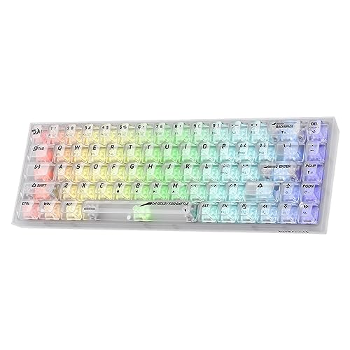 Redragon K631 Mechanische Tastatur, RGB, 2.4GHz/BT/Kabelgebunden, Transparente Schalter, Transparentes Weiß
