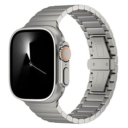 Arktis Titanarmband PHANTOM kompatibel mit Apple Watch Ultra 49 mm, Gliederarmband aus Titan Grad 2, [Sandgestrahlt mit DLC-Beschichtung], [Butterfly-Verschluss], [Ultraleicht] inklusive Bandkürzer