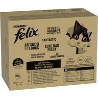 Jumbopack Felix "So gut wie es aussieht" Gelee 120 x 85 g - Fisch Mixpaket 2 (Thunfisch, Lachs, Kabeljau, Scholle)