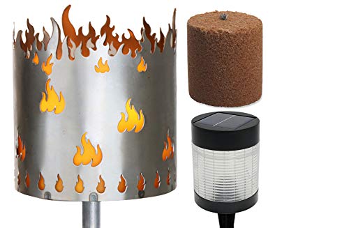 Novaliv Gartenfackel Flamme Feuerschale Metall mit Stiel Brennmittel Solarlampe LED