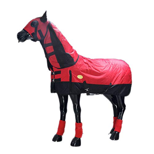 MaJu Horse Rug 600d Kombihals 300g Polsterung Warm Und Atmungsaktiv, Rot(Size:135cm)