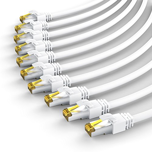 CSL - 10 x 0,5m CAT 7 Netzwerkkabel Gigabit Ethernet LAN Kabel - 10000 Mbit s - Patchkabel - Cat.7 Rohkabel S FTP PIMF Schirmung mit RJ 45 Stecker - Switch Router Modem Access Point