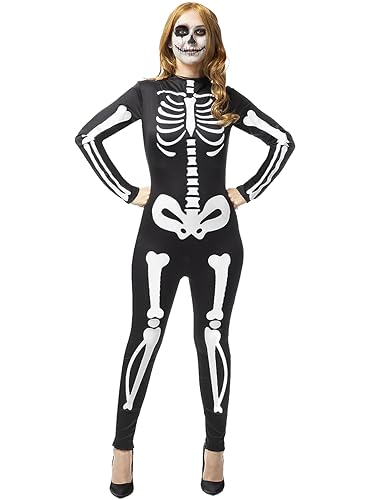 Funidelia | Skelett Silhouette Kostüm für Damen Skelett, Totenkopf, Sensenmann, Horror - Kostüm für Erwachsene & Verkleidung für Partys, Karneval & Halloween - Größe S - Schwarz