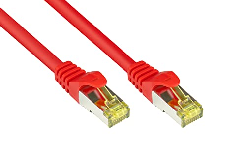 Good Connections RJ45 Ethernet LAN Patchkabel mit Cat. 7 Rohkabel und Rastnasenschutz RNS, S/FTP, PiMF, halogenfrei, 500MHz, OFC, 10-Gigabit-fähig (10/100/1000/10000-Base-T Ethernet Netzwerke) - z.B. für Patchpanel, Switch, Router, Modem - rot, 40 m
