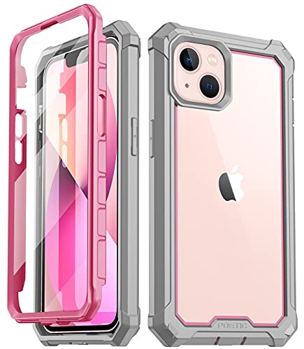 POETIC Guardian Series Hülle Kompatibel mit iPhone 13 6,1 Zoll, 360 Grad Ganzkörper Schutzhülle, stoßfest, robust, transparent, Outdoor Hülle mit Eingebauter Displayschutz, Pink/Klar