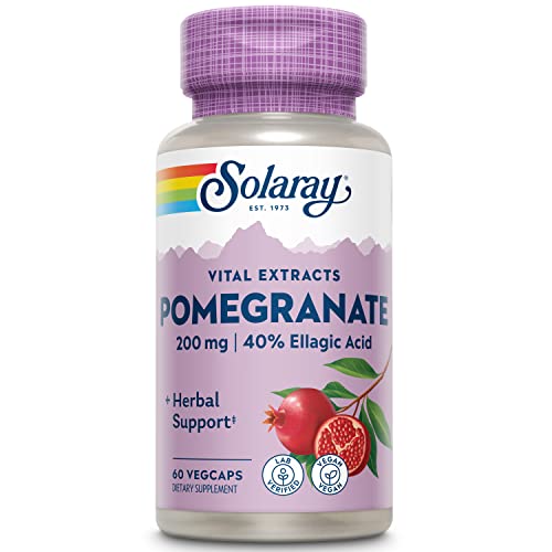 Solaray Granatapfel-Extrakt | 200mg pro Kapsel - enthält 80mg (40%) Ellagsäure | 60 Kapseln | vegan | laborgeprüft | ohne Gentechnik | Nahrungsergänzungsmittel mit Pomegranate / Granatapfelextrakt