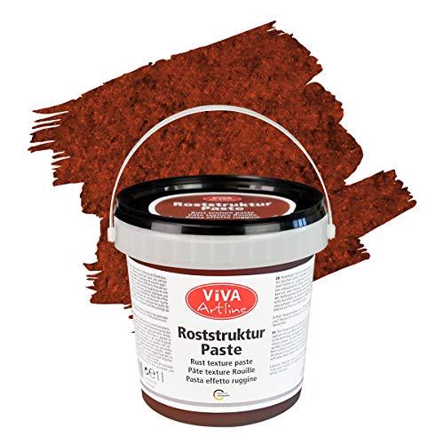 Viva Decor® Artline Roststruktur Paste (Farbe Rost-Braun, 1 l) Strukturpaste für Mixed Media-Künstler zum Malen und Auftragen mit Pinsel, Spachtel oder Schwamm auf Leinwand - Made in Germany