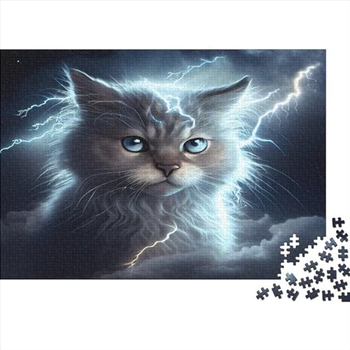 Lightning Cosmic Katze Puzzles Für Erwachsene Charmante Aussicht 1000 Stück Lernspiel Hölzern Geschenk Hochwertig Und Langlebig Für Geschenke Für Erwachsene 1000pcs (75x50cm)