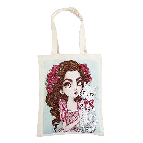 snowvirtuos DIY Diamond Painting Tragetasche Teilbohr-Kreuzstich Mosaik Handtasche Wiederverwendbar umweltfreundlich Einkaufstaschen Faltbare Einkaufstasche Tasche Organizer Geschenk(10