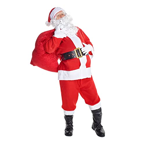 Morph Rotes Weihnachtsmann Kostüm für Herren, Nikolaus Verkleidung Erwachsene, Santa Mantel - XL