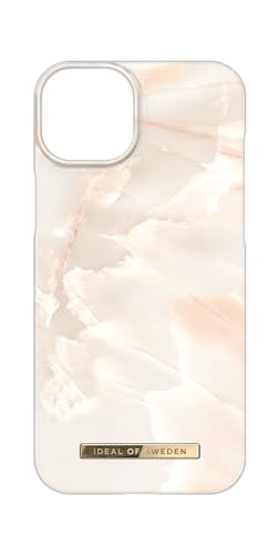 IDEAL OF SWEDEN Bedruckte Handyhülle, niedliches buntes Muster, schützende Abdeckung aus Hartplastik mit Mikrofaserfutter für das iPhone. Kompatibel mit iPhone 15 Plus (Rose Pearl Marble)