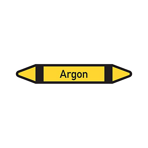 Aufkleber I RKZ-Etikett Argon, DIN 2403, gelb/schwarz/schwarz, f.Ø25-40mm, 154x26mm, 5/Bogen