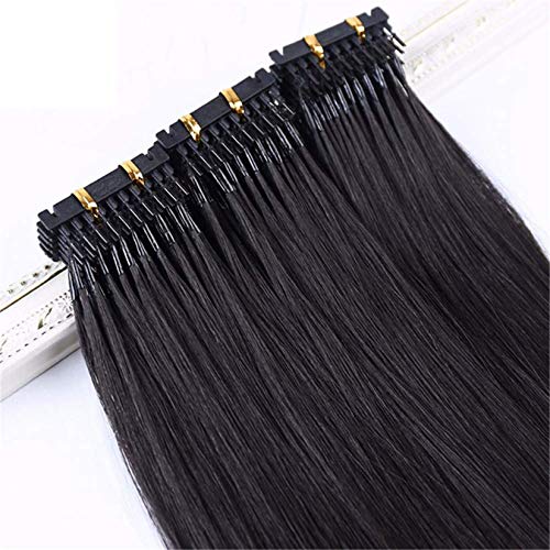 6d menschliche Haarverlängerungen für die schnelle Haarverlängerung High End Anschlusstechnik Haar 6d Haar 100g (14"-24"),Schwarz,22 inches